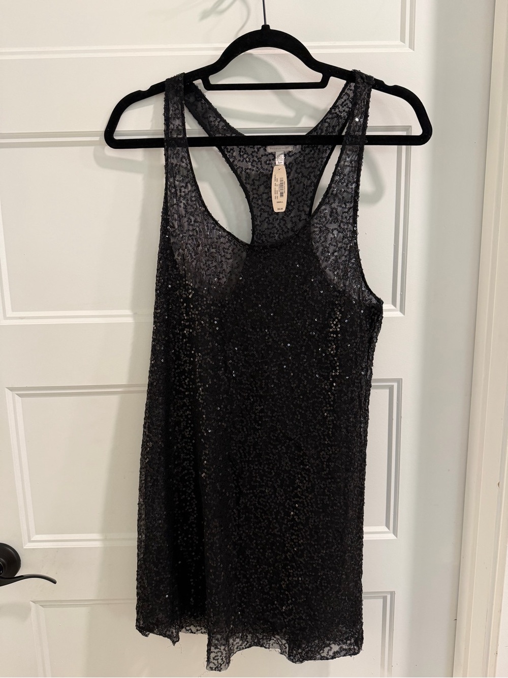 Victoria's Secret NWT-VINTAGE-Black Sequin Tank Lingerie Dress,-sz Small!